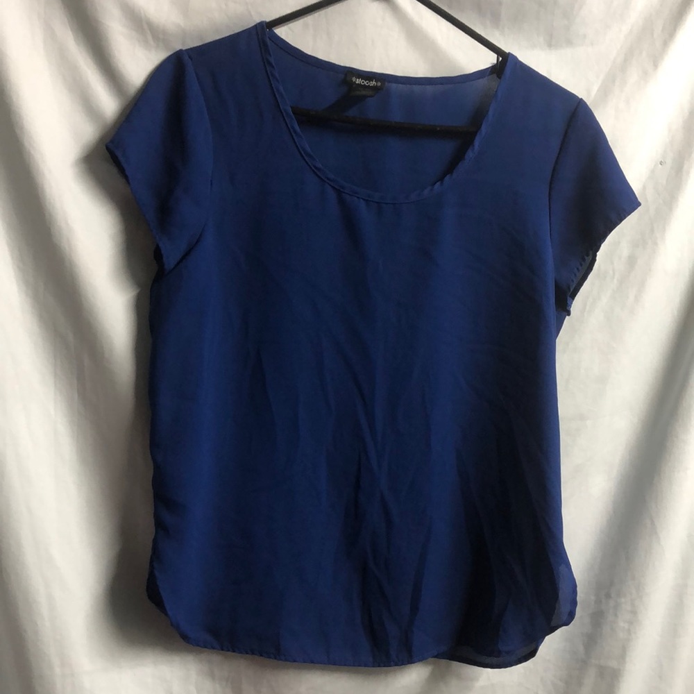 Navy blue semi sheer layering shirt by stoosh medium
